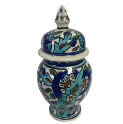Lovely Hand Made & Hand Painted Ceramic Pottery Lidded Urn