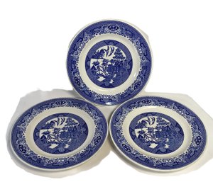 Set Of 3 Blue And White Willow Ware By Royal China