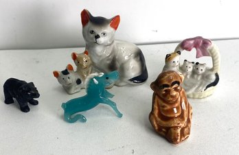 Lot Of 5 Adorable Glass Miniature Figures.