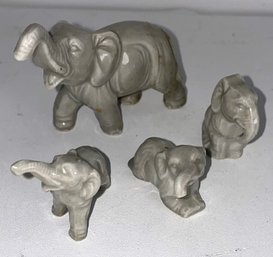 Set Of 4 Adorable Miniature Porcelain Elephants