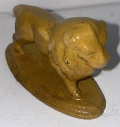 Antique Cast Iron Miniature Lion With Yellow Paint