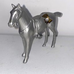 Vintage Silver Tone Metal Mini Horse Figurine, Made In USA