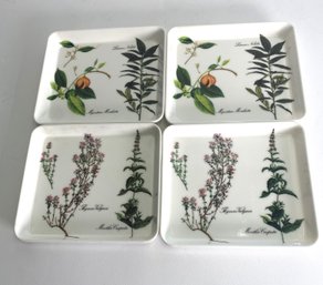 Set Of Four Small Plastic Botanical Plates
