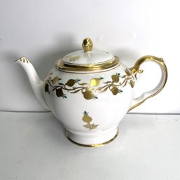 Beautifully Hand Decorated Golden Jade Royal Chelsea English Bone China Lidded Teapot