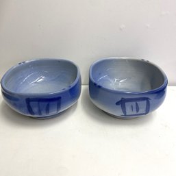 Pair Of Studio Pottery Painted Bowls