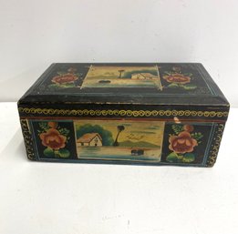 Painted Wooden Trinket Storage Box