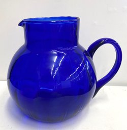 Beautiful Cobalt Blue Glass Pitcher With Handle