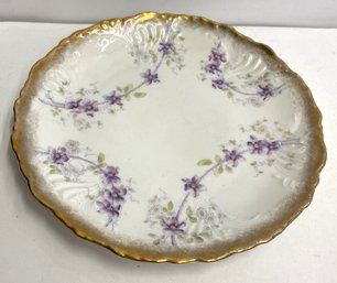 Antique Dresden Floral Plate With Gold Trim