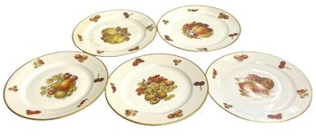 Set Of 5 JKW Fine Porcelain Western Germany Plates With Fruit Design