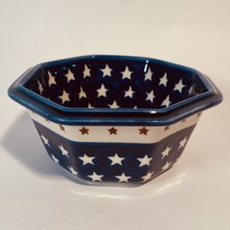 Boleslawiec Polish Pottery Bowl With Stars Decoration