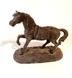 2 Of 2 Antique Metal Horse Statue - Gorgeous Details!