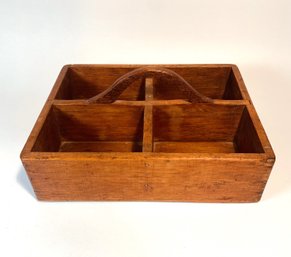 Lovely Antique Wooden Organizer Tray With Handle