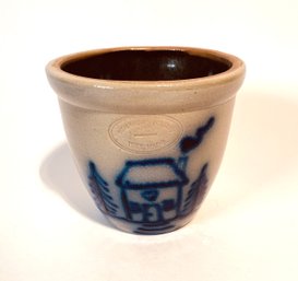 Beaumont Pottery Small Pot/ Planter With Blue House Design