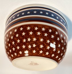 Boleslawiec Hand Made Stars And Stripes Polish Pottery Bowl.