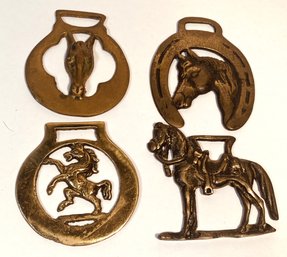 Lot Of 4 Brass Horse Saddle Medallions/bottle Openers