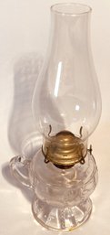 Antique Finger Oil Lamp With Glass Chimney And Eagle Burner