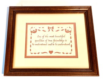 Design With Scissors Freindship Quote, Out Of Cut Papper Framed And Matted