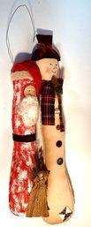 Rustic Abstract Christmas Hanging Decorations: Santa & Snowman!