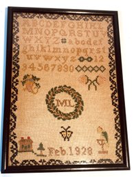 Antique 1928 Small Needlepoint Sampler