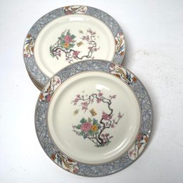 Set Of 8 Plates By Lenox 'Ming' Design With Birds Gold Rimmed