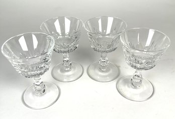 Set Of 4 Beautiful Vintage Cut Crystal Dessert Wine Glasses