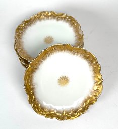 Set Of 6 Small Beautiful Gold Rim Plates Limoges France M.W. Beveridge