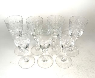 Set Of 7 Elegant Crystal Wine Goblets