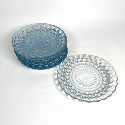 Set Of 10 Sapphire Blue Glass Bubble Plates