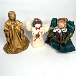 Lot Of 3 Beautiful Vintage Christmas Angel Ornaments Or Decoration