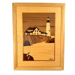 Vintage Hudson River Inlay Picture Portland Head Lighthouse By Nelson 13'