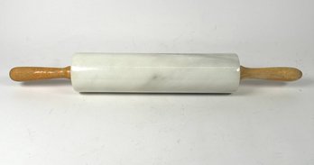 Vintage Marble Stone Rolling Pin With Wooden Handles