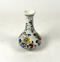 Vintage Floral Bud Vase, Delft Made In Holland