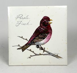 Decorative 'Purple Finch' Hanging Wall Tile With Cork Backing