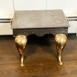 Antique Brass & Iron Footman, Stool - Great Fireplace Decor!