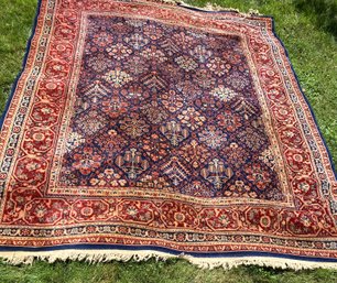 Beautiful Room Size Red And Blue Rug With Diamond Pattern