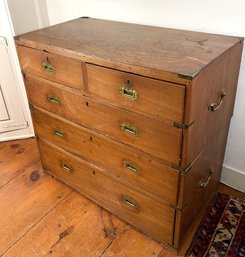 Antique 19th Century Camphorwood 2 Section Campaign Chest