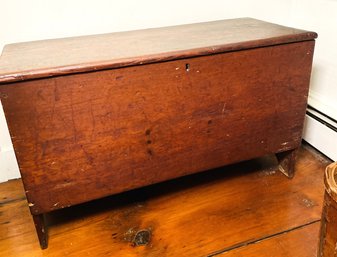 Antique Early 19th Century Primitive Pine Blanket Chest