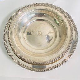 2 Vintage Sterling Silver  Serving Plates 703 Grams