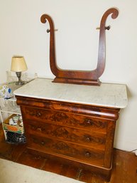 Stunning Flame Mahogany J.W. & C. Southack Broadway NY Late American Classical Style Marble Top Dresser