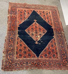 Antique Hand Knotted Small Persian Rug 3'8'x4'10'