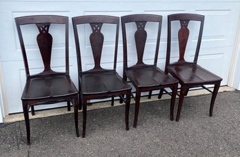 Set Of 4 Antique Mahogany Kitchen Table Chairs