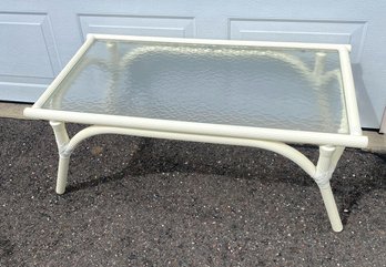 Metal And Glass Faux Bamboo Outdoor Coffee Or Side Table