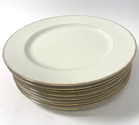 Set Of 7 Royal Limited Golden Ivory Dinner Plates