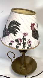 Metal Candlestick Style Country Lamp With Rooster Lamp Shade