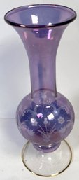 Delicate Semi Transparent Purple Vase With Flower Design