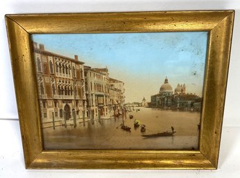 Antique Venetian Print In Gold Frame