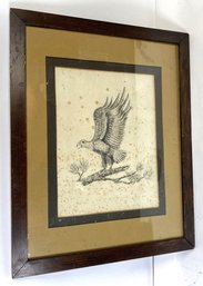 Vintage Eagle Print Framed And Matted