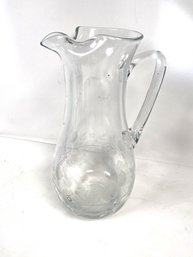 Clear Glass Pitcher With Etched Accents