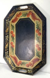 Black Yellow And Red Toleware Tray With Handles