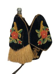 Antique Butler's Brush With Embroidered Case